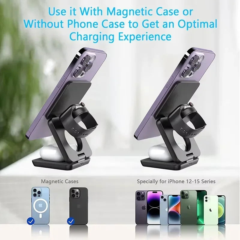 3 in 1 Wireless Charger Stand Magnetic Foldable Wireless Charger