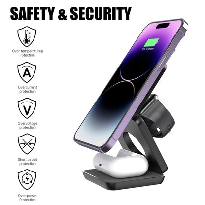 3 in 1 Wireless Charger Stand Magnetic Foldable Wireless Charger