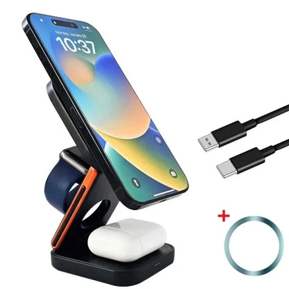 VIKEFON 3 in 1 Foldable Magnetic Wireless Charger Stand t Charging Station