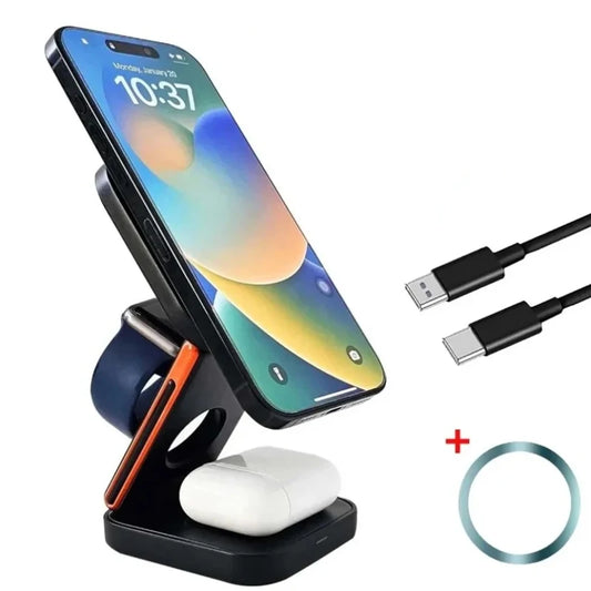 VIKEFON 3 in 1 Foldable Magnetic Wireless Charger Stand t Charging Station