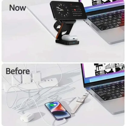 VIKEFON 3 in 1 Foldable Magnetic Wireless Charger Stand t Charging Station