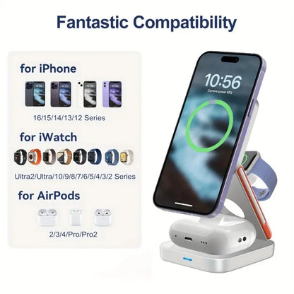 VIKEFON 3 in 1 Foldable Magnetic Wireless Charger Stand t Charging Station