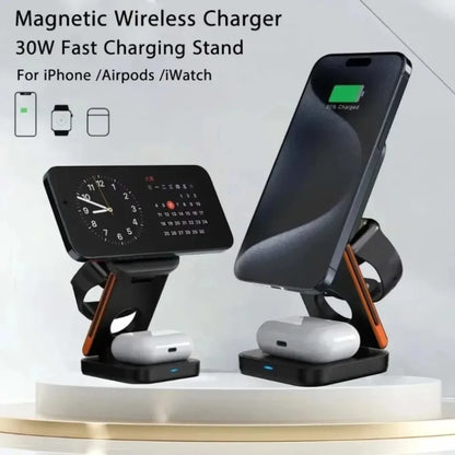 VIKEFON 3 in 1 Foldable Magnetic Wireless Charger Stand t Charging Station