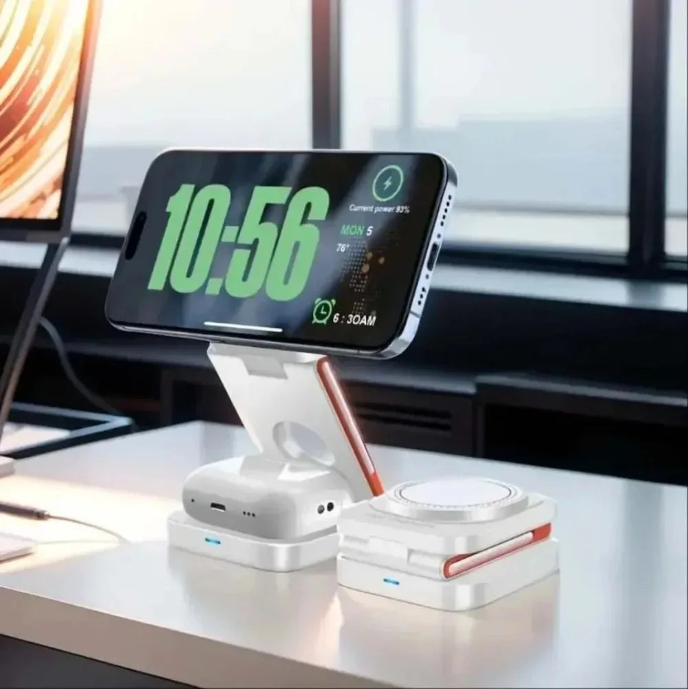 VIKEFON 3 in 1 Foldable Magnetic Wireless Charger Stand t Charging Station