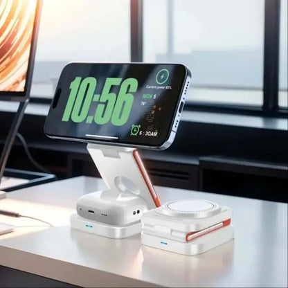 VIKEFON 3 in 1 Foldable Magnetic Wireless Charger Stand t Charging Station